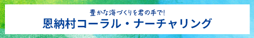 豊かな海づくりを君の手で！恩納村コーラル・ナーチャリング