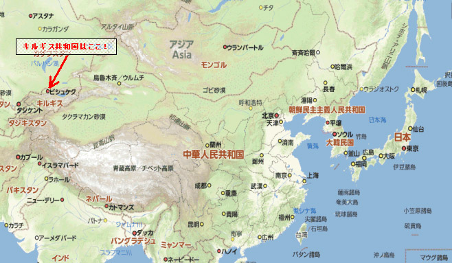 キルギスクガルト川橋梁工事地図